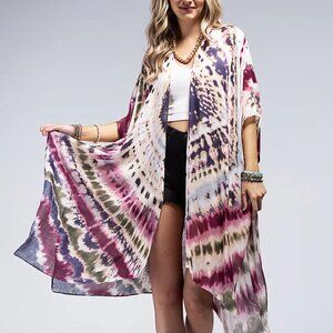 Bohemian Purple Dream Tie Dye Dainty Kimono